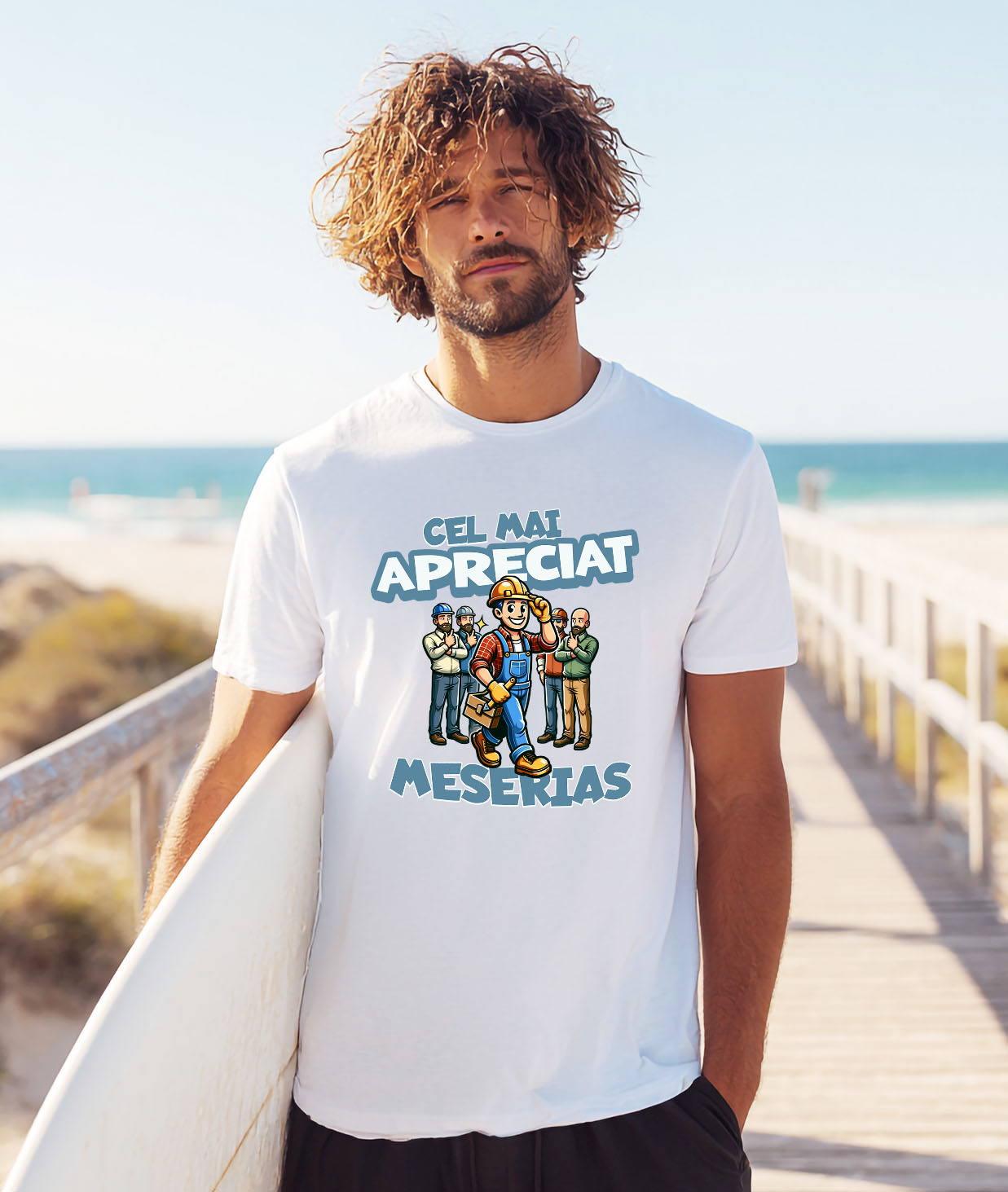 Tricou Femei, Barbati, Copii, Fata, Baiat, Unisex Personalizat Bărbat Vesel în Salopetă – Pasiune pentru Meserie [1]