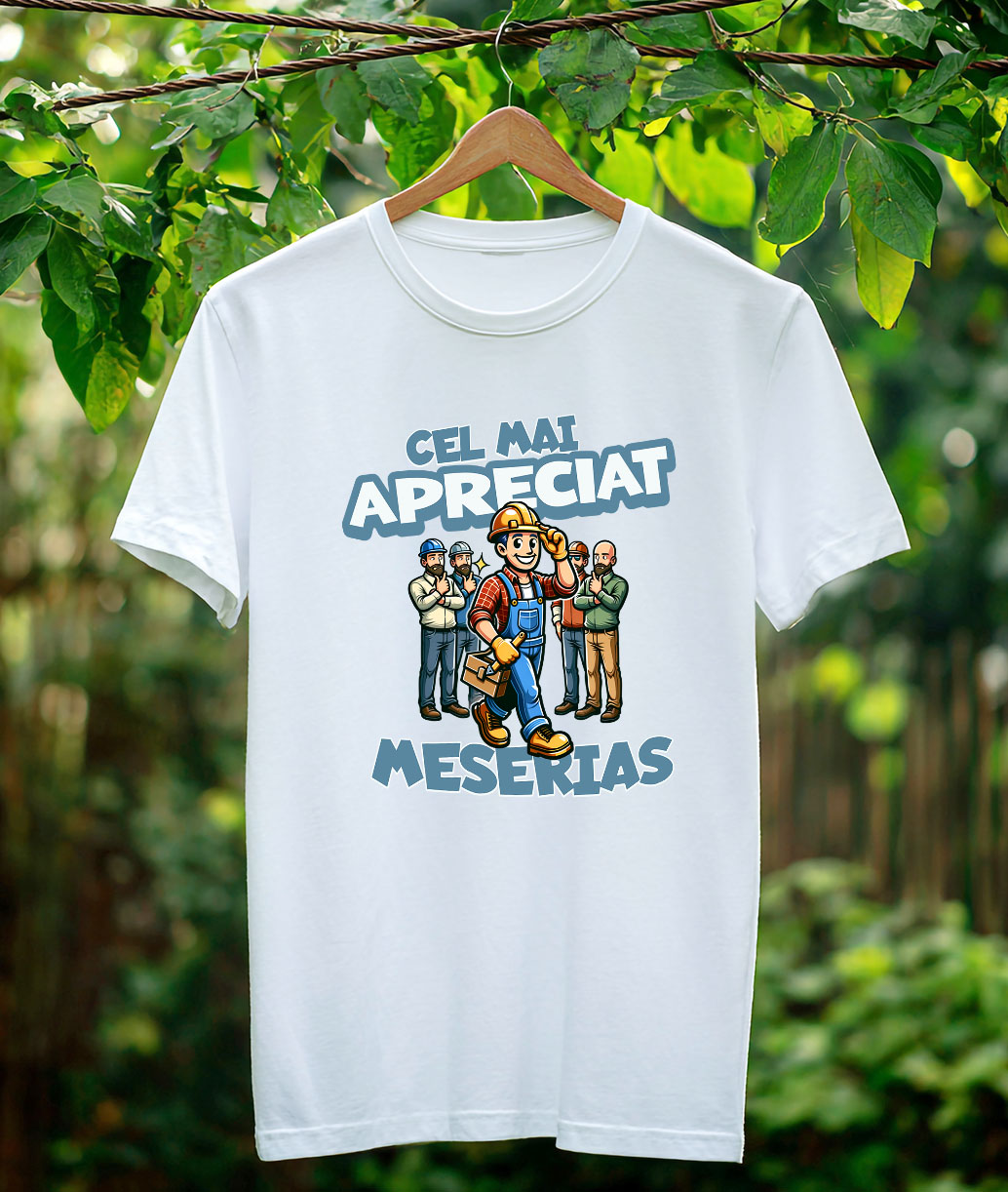 Tricou Femei, Barbati, Copii, Fata, Baiat, Unisex Personalizat Bărbat Vesel în Salopetă – Pasiune pentru Meserie [2]