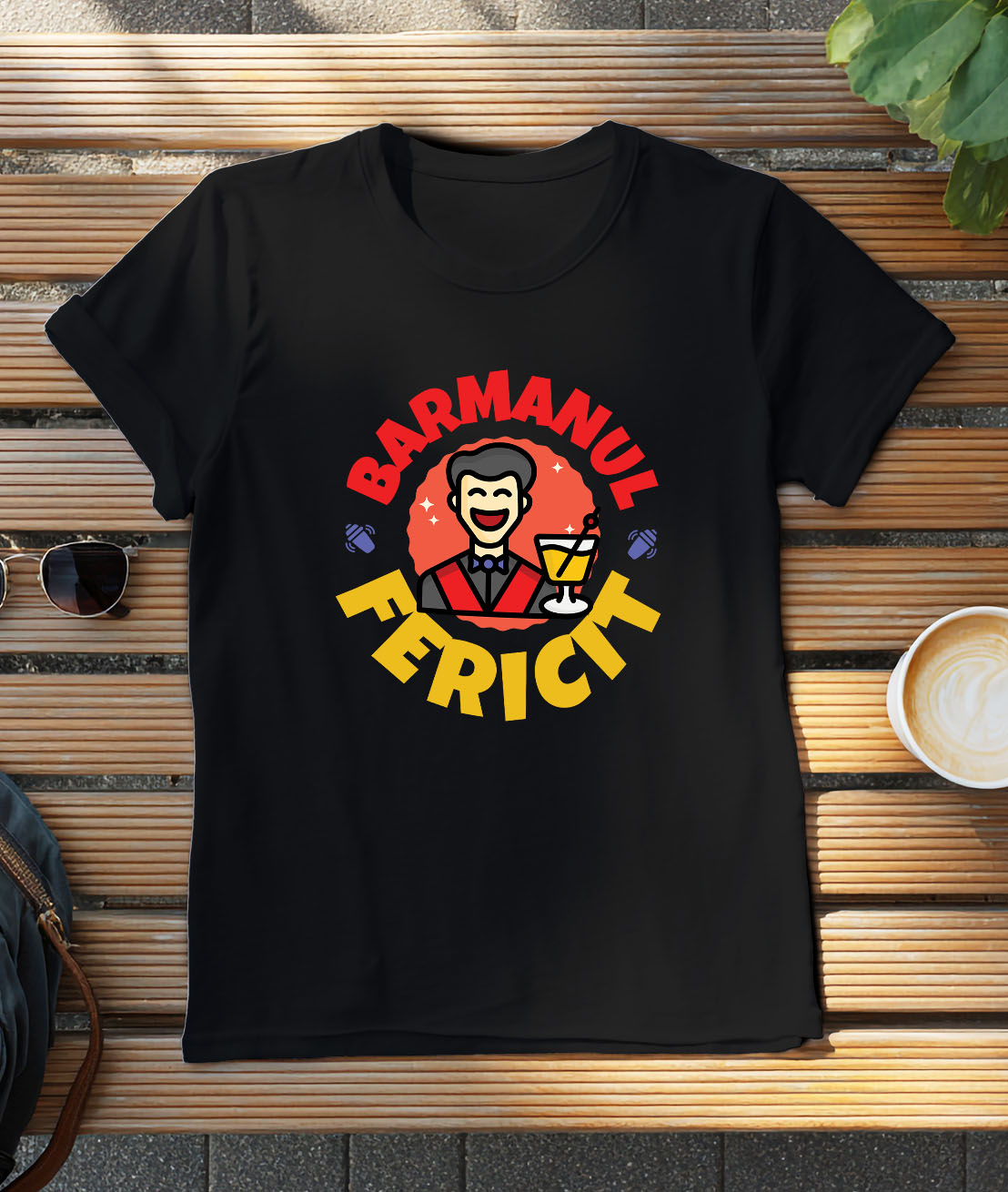 Tricou Femei, Barbati, Copii, Fata, Baiat, Unisex Personalizat Bărbat Vesel cu Pahar – Animație Haioasă Horeca [2]