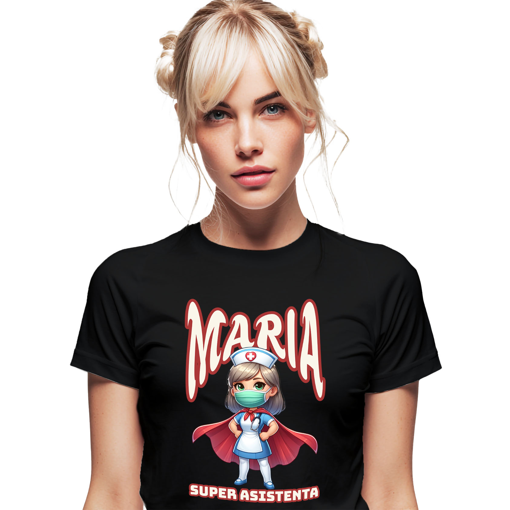 Tricouri - Tricou Femei, Barbati, Copii, Fata, Baiat, Unisex Personalizat Asistentă Medicală Super Erou – Design Personalizat pentru Cadouri