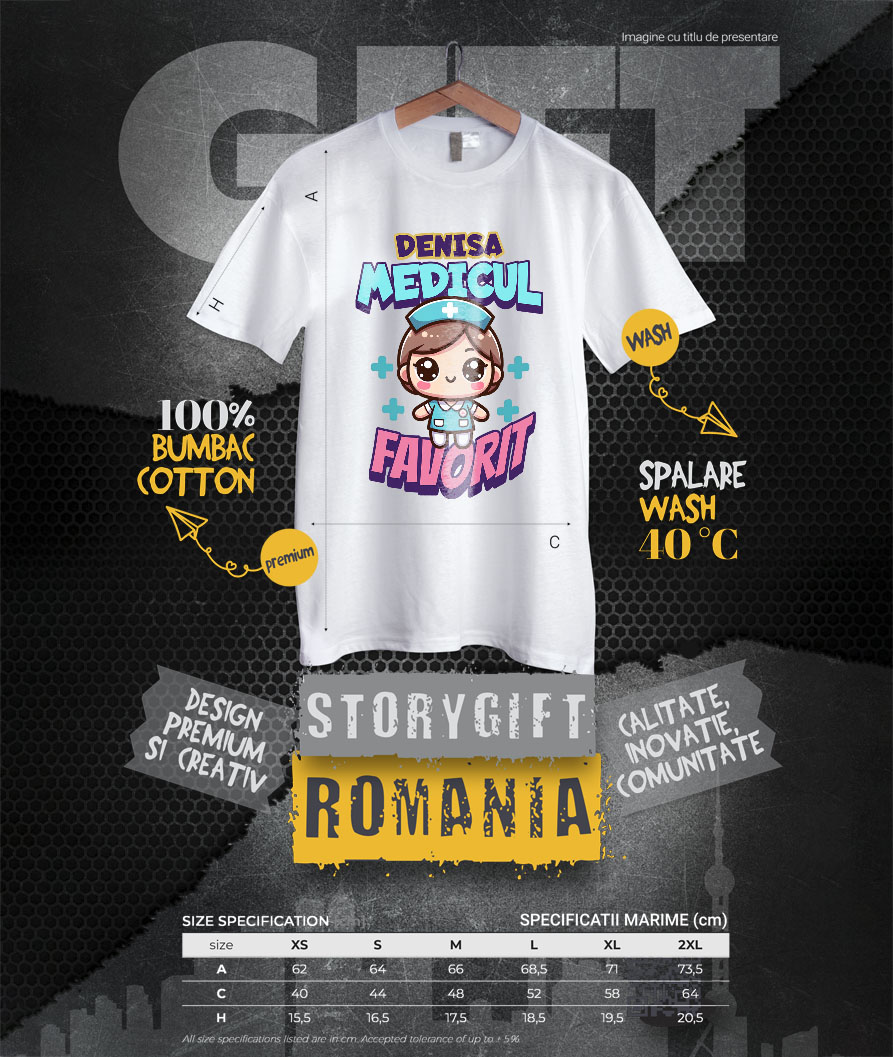 Tricou Femei, Barbati, Copii, Fata, Baiat, Unisex Personalizat Asistentă Medicală în Ținută Albastră – Design Personalizat pentru Profesioniști [3]