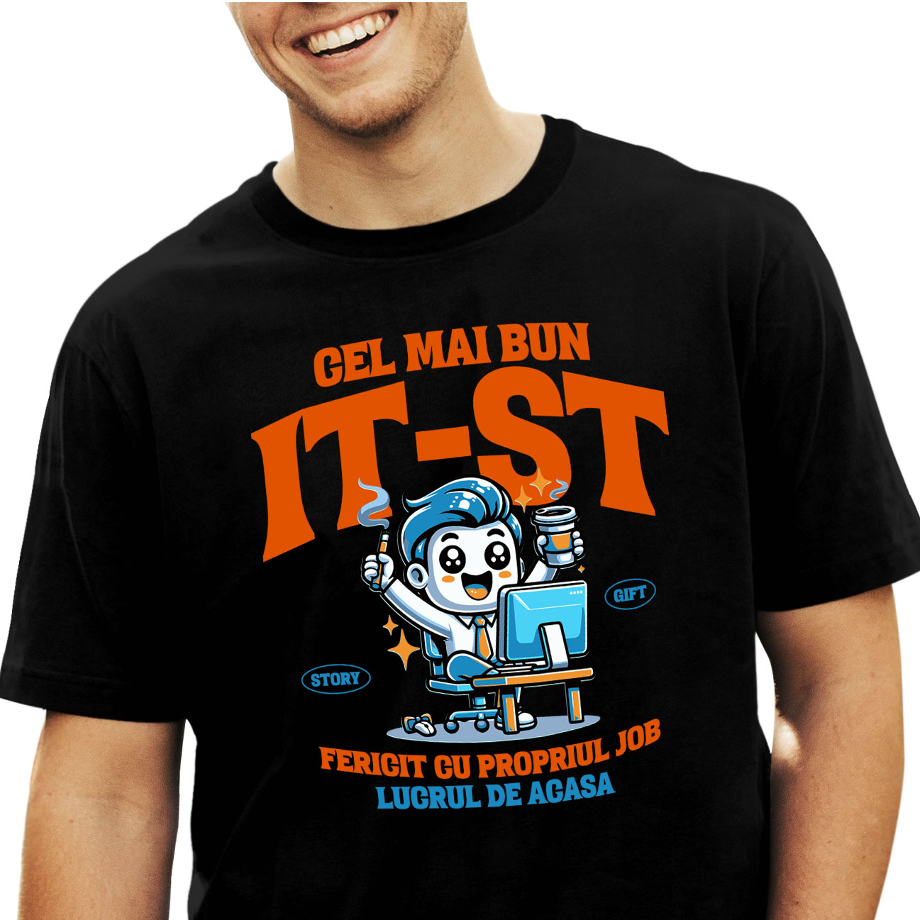 Tricou Femei, Barbati, Copii, Fata, Baiat, Unisex Personalizat Bărbat IT Lucru de Acasă – Design Amuzant pentru Programatori și Freelanceri