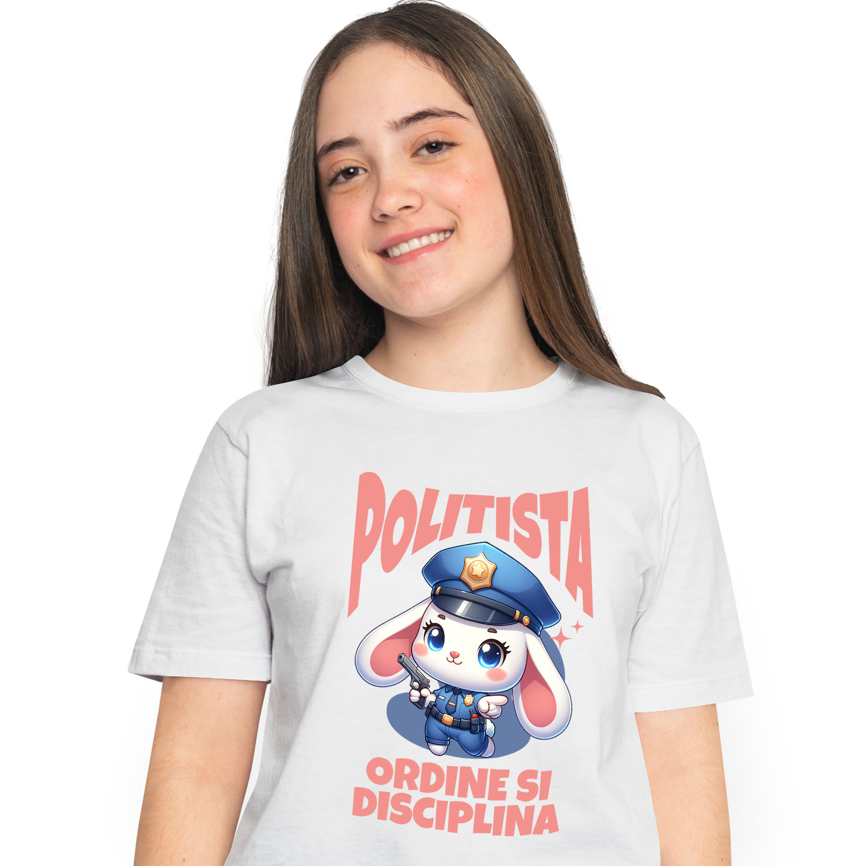 Tricou Femei, Barbati, Copii, Fata, Baiat, Unisex Personalizat Iepure Polițist – Design Amuzant pentru Produse Personalizate și Cadouri