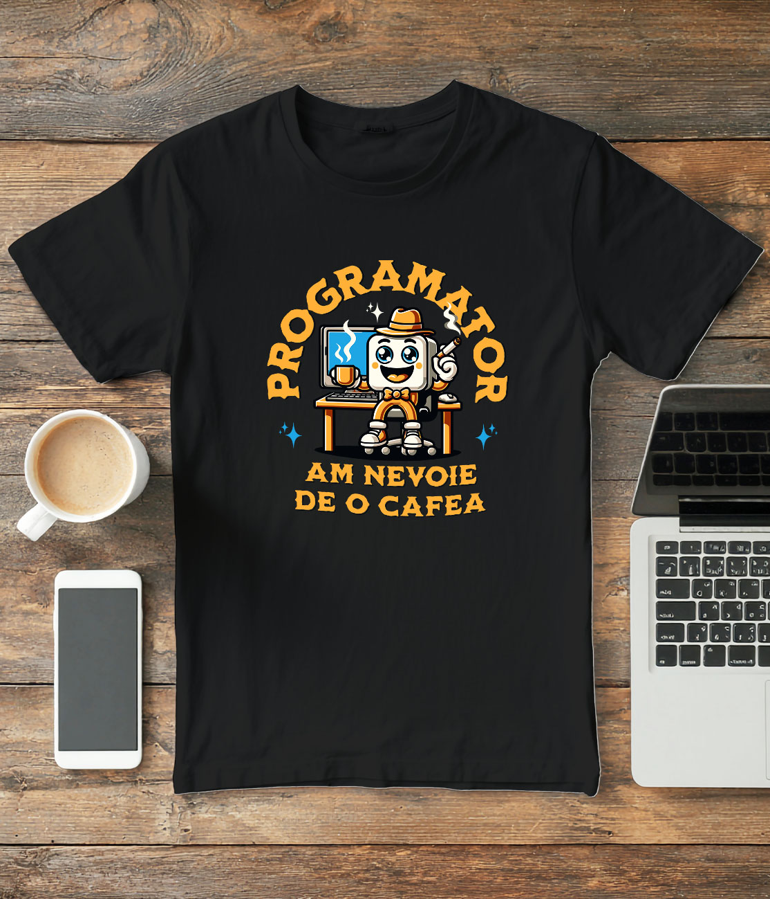 Tricou Femei, Barbati, Copii, Fata, Baiat, Unisex Personalizat Animație Programator IT – Cafea, Codare și Digitalizare [2]