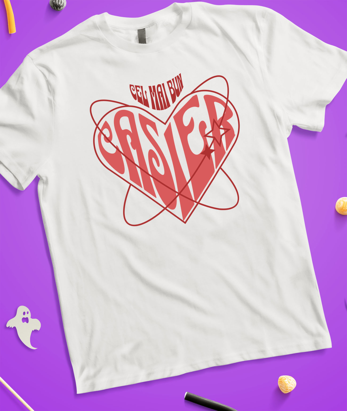 Tricou Femei, Barbati, Copii, Fata, Baiat, Unisex Personalizat Iluzie Optică Inimă – Muncă și Pasiune în Meserie – Casier, Dragobete [2]