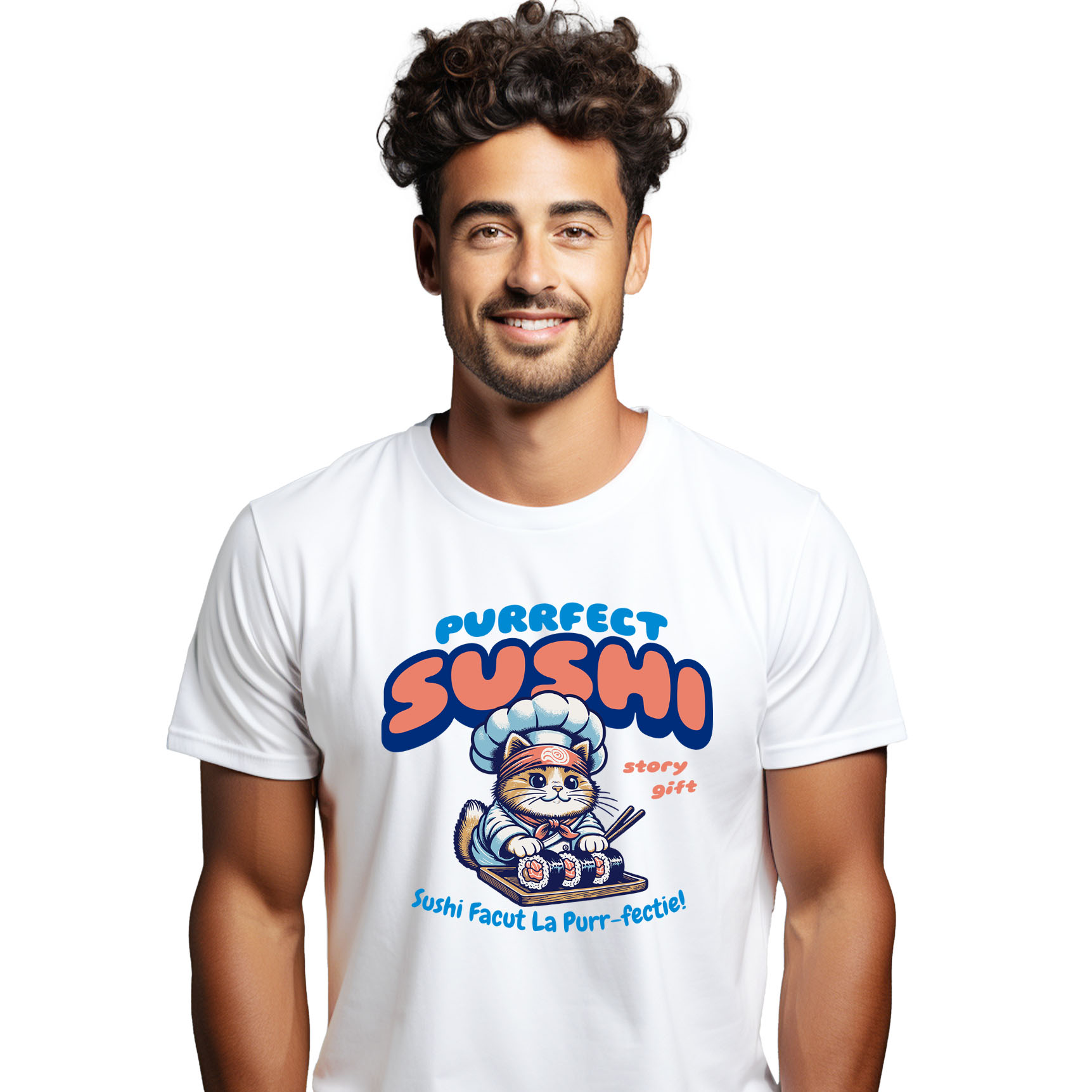 Meserii - Tricou Femei, Barbati, Copii, Fata, Baiat, Unisex Personalizat Pisica Chef Ninja – Bucătar Asiatic, Sushi și Gastronomie Japoneză