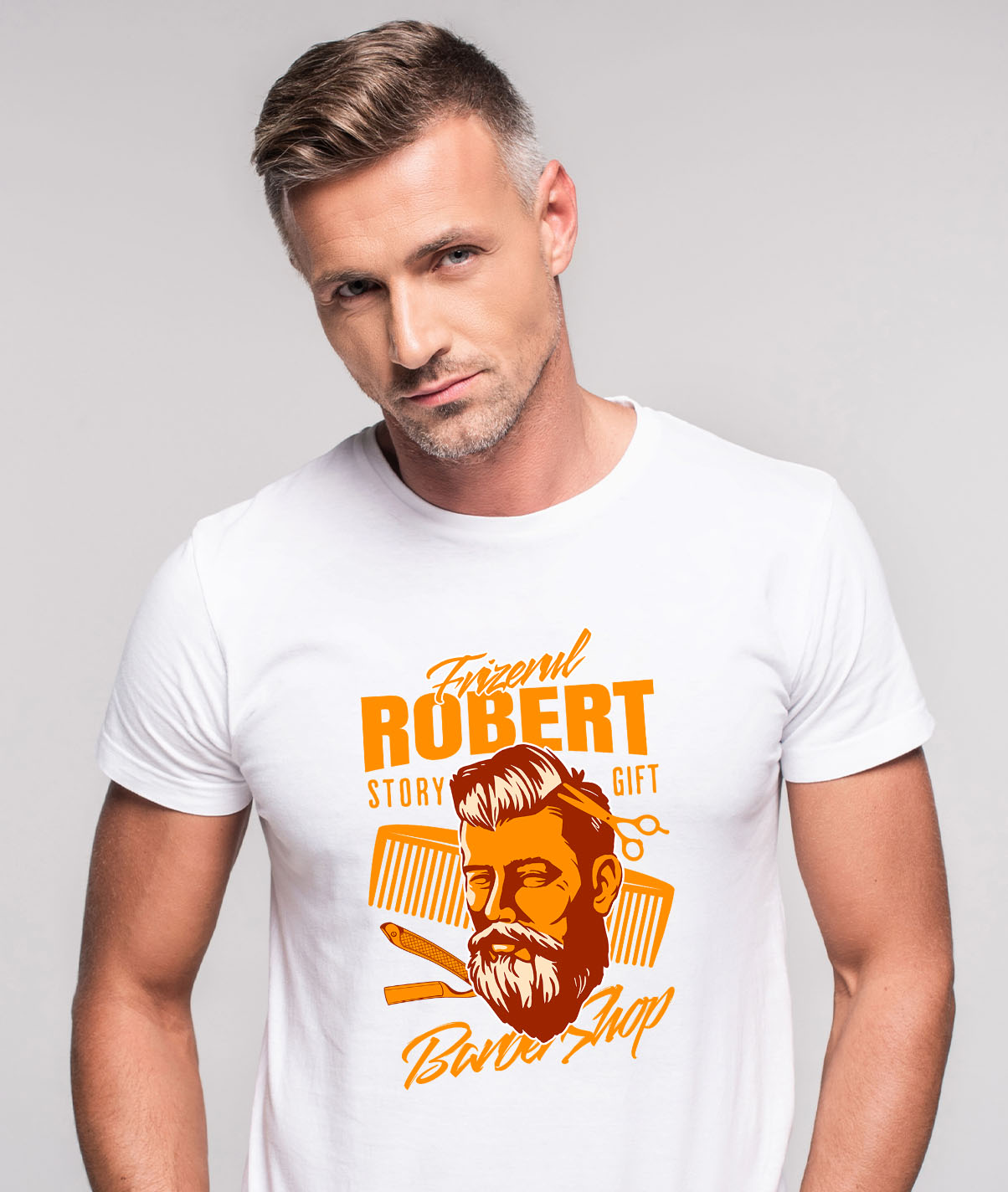 Tricou Femei, Barbati, Copii, Fata, Baiat, Unisex Personalizat Bărbat Cu Barbă și Păr Lung – Frizerie, Coafor, Hairstyling Profesional [1]