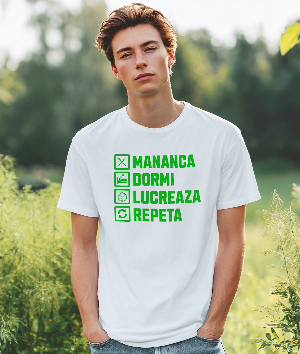Tricou Femei, Barbati, Copii, Fata, Baiat, Unisex Personalizat Mănâncă, Dormi, Lucrează, Repetă – Design Haios pentru Iubitorii de Muncă [1]