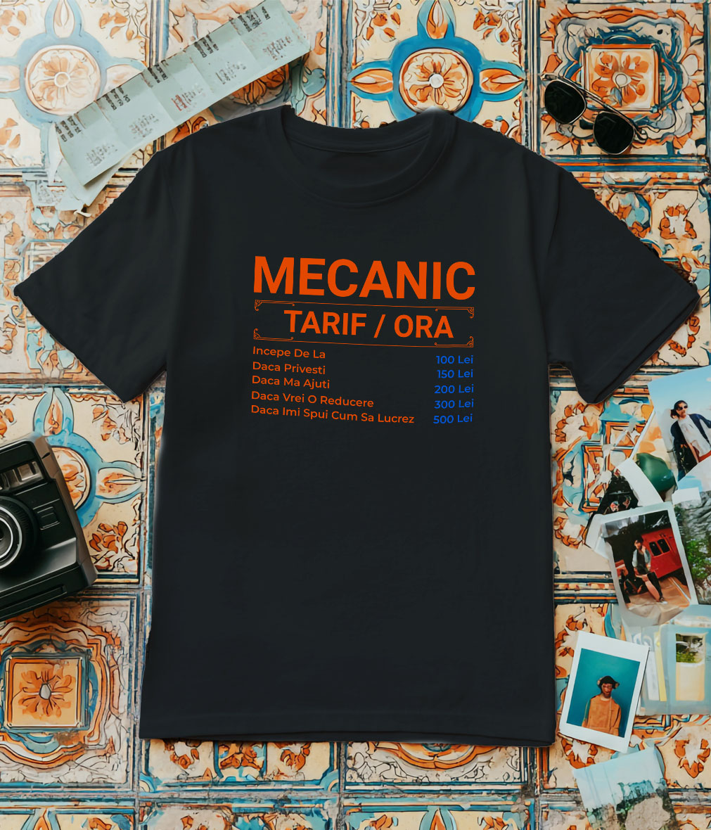 Tricou Femei, Barbati, Copii, Fata, Baiat, Unisex Personalizat Tarife Mecanic – Design Amuzant cu Glume Auto și Meserie [2]