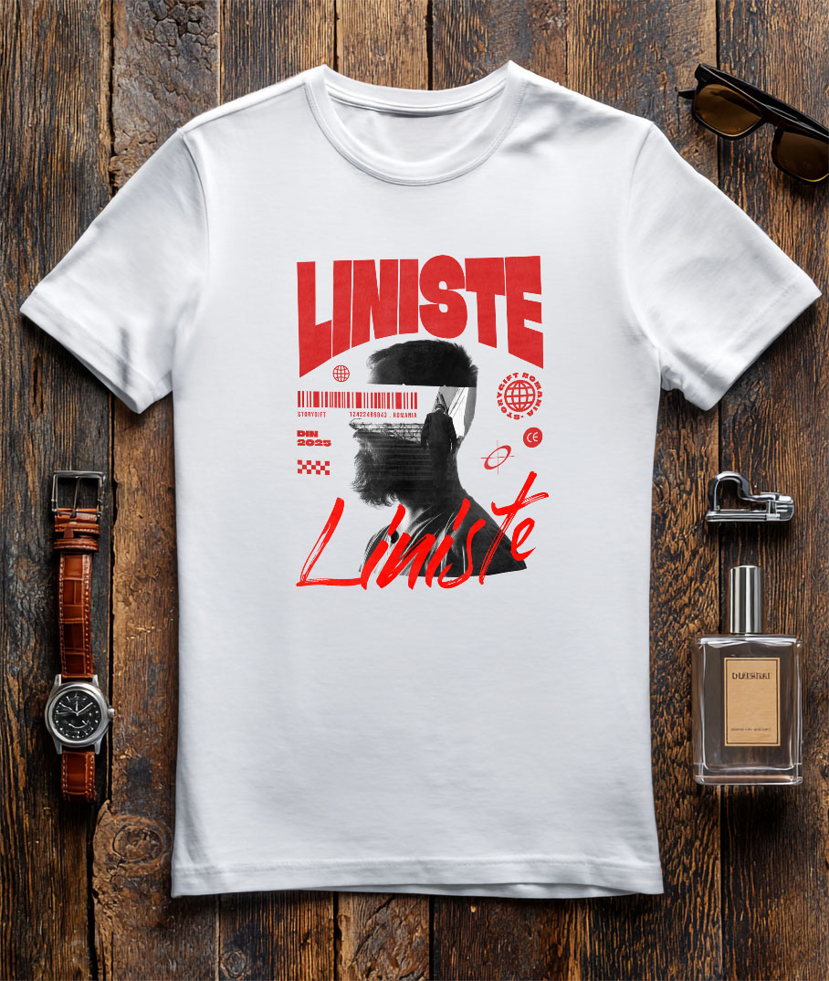 Tricou Femei, Barbati, Copii, Fata, Baiat, Unisex Personalizat Chip Uman Bărbat cu Barbă și Scări - „Liniste” - Cadou Motivational și Personalizat [2]