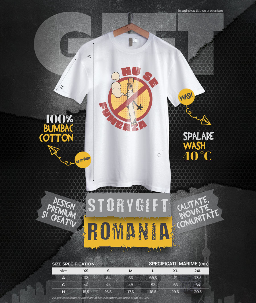 Tricou Femei, Barbati, Copii, Fata, Baiat, Unisex Personalizat Semn Interzis și Țigară Fumând - Mesaj Anti-Fumat pentru un Stil de Viață Sănătos [3]