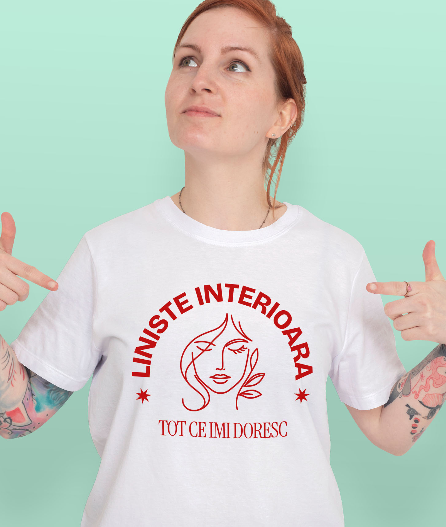 Tricou Femei, Barbati, Copii, Fata, Baiat, Unisex Personalizat Chip Feminin Atractiv cu Mesaj „Liniște Interioară” – Cadouri Personalizate pentru Femei, Dragoste de Sine și Echilibru [1]