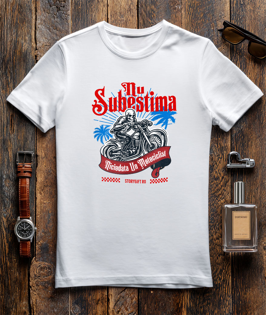 Tricou Femei, Barbati, Copii, Fata, Baiat, Unisex Personalizat Schelete Motociclist – Aventură Înfricoșătoare pe Insulă Tropicală [2]