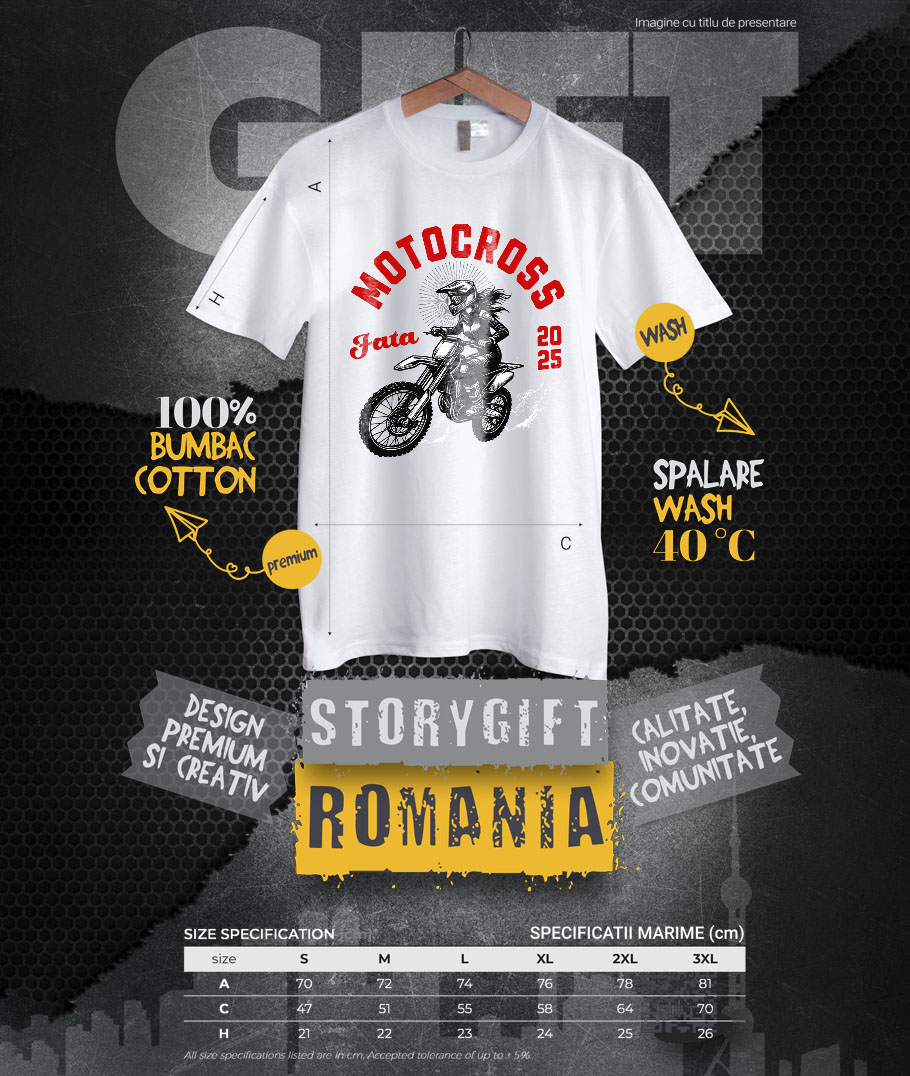 Tricou Femei, Barbati, Copii, Fata, Baiat, Unisex Personalizat Fată Motociclistă – Pasiune pentru Motocross și Adrenalină [3]