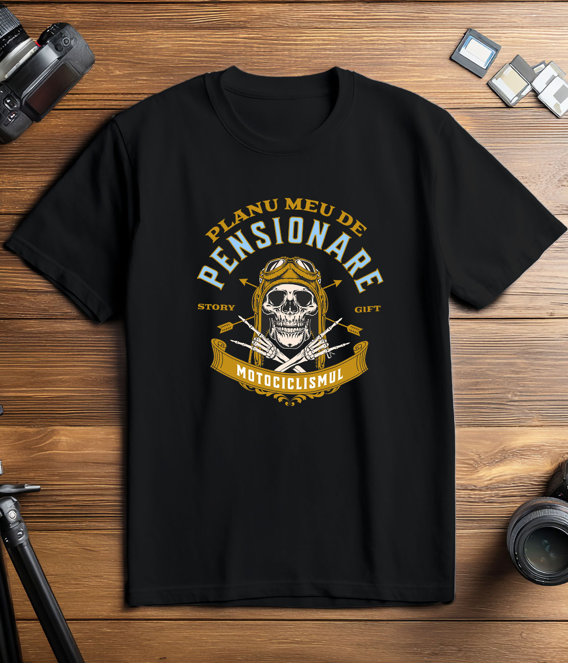 Tricou Femei, Barbati, Copii, Fata, Baiat, Unisex Personalizat Craniu Motociclist – Design Rebel Pentru Pasionații De Motoare [2]
