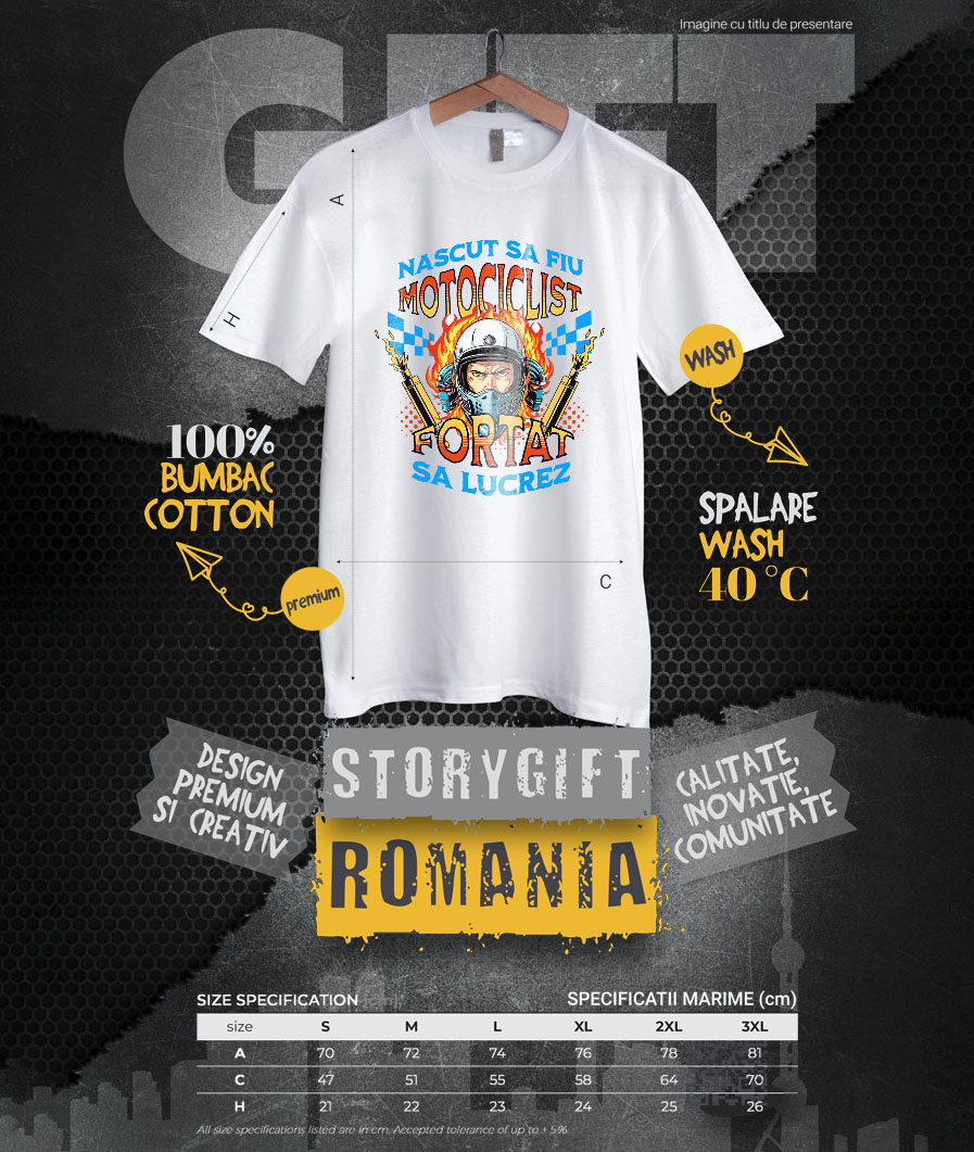 Tricou Femei, Barbati, Copii, Fata, Baiat, Unisex Personalizat Om Cu Cască De Protecție, Motor, Tobele Eșapamentului și Flăcări – Pasiune Moto [3]