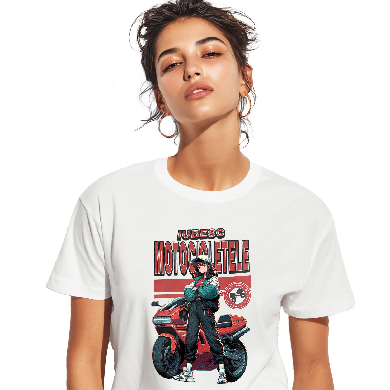 Motociclete - Tricou Femei, Barbati, Copii, Fata, Baiat, Unisex Personalizat Fată Animată Cu Șapcă, Ținută Sport, Motor Roșu – Viteză și Pasiune Moto