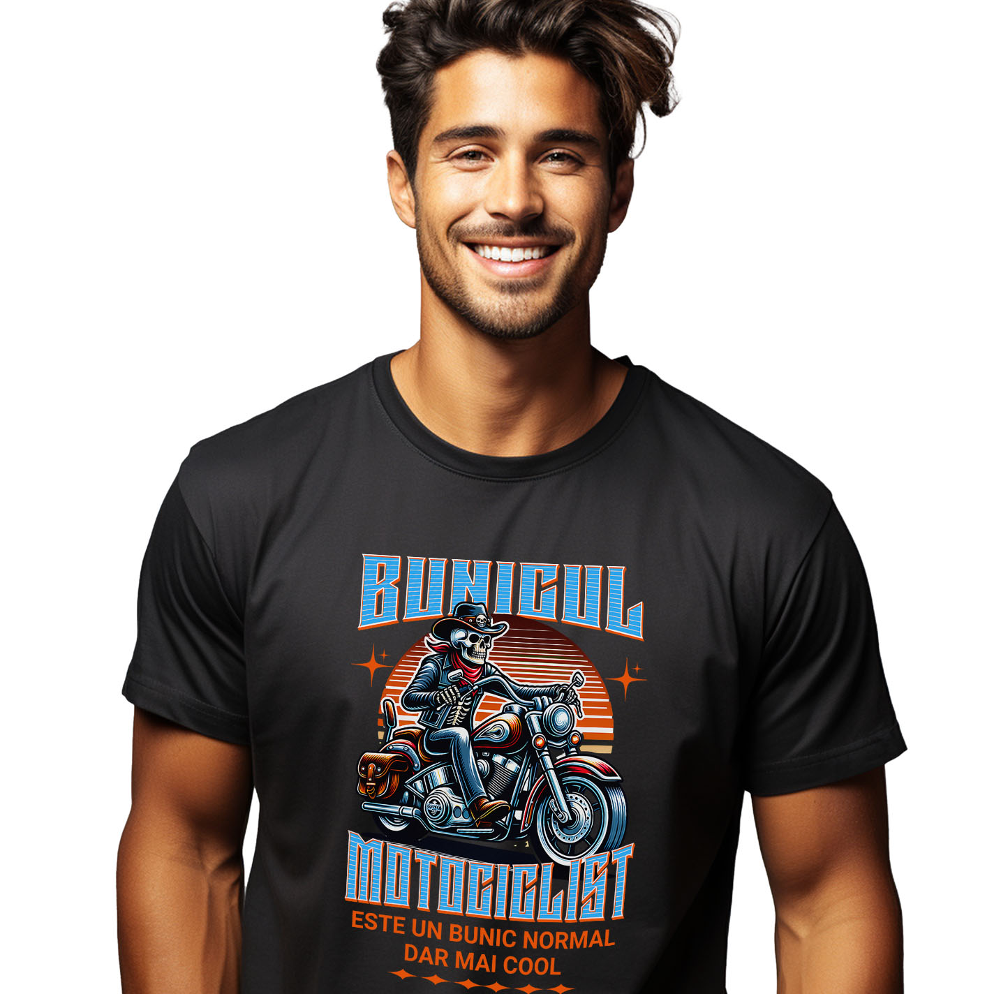 Motociclete - Tricou Femei, Barbati, Copii, Fata, Baiat, Unisex Personalizat Schelete Uman Cu Pălărie, Bandană Roșie și Motor Vintage – Stil Clasic Moto