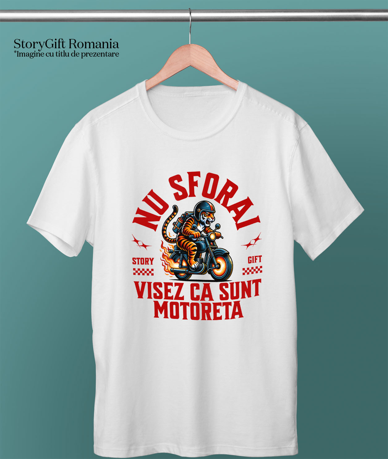 Tricou Femei, Barbati, Copii, Fata, Baiat, Unisex Personalizat Tigru Furios Pe Motor Vintage – Design Amuzant și Plin de Pasiune [2]