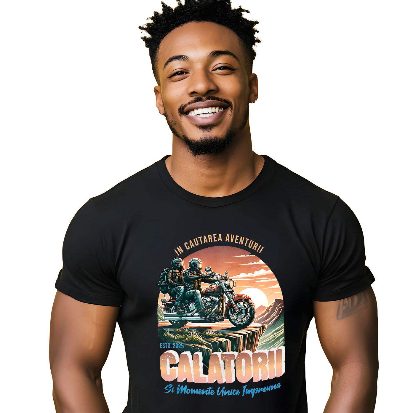 Motociclete - Tricou Femei, Barbati, Copii, Fata, Baiat, Unisex Personalizat Cuplu Pe Motocicletă – Călătorie Romantică cu View Montan