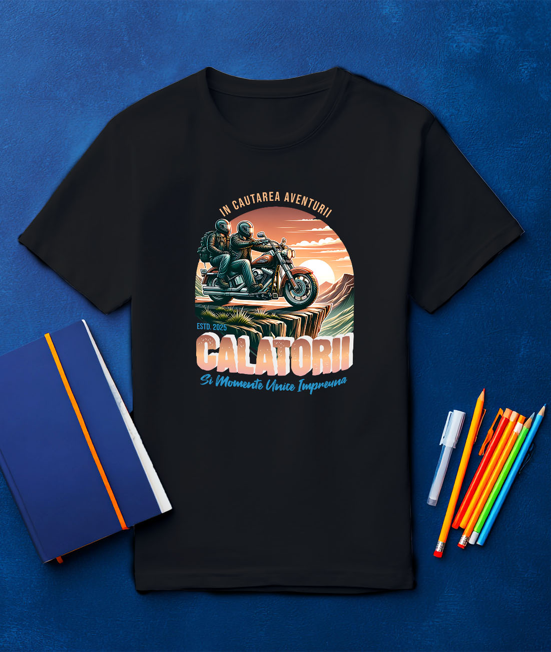 Tricou Femei, Barbati, Copii, Fata, Baiat, Unisex Personalizat Cuplu Pe Motocicletă – Călătorie Romantică cu View Montan [2]