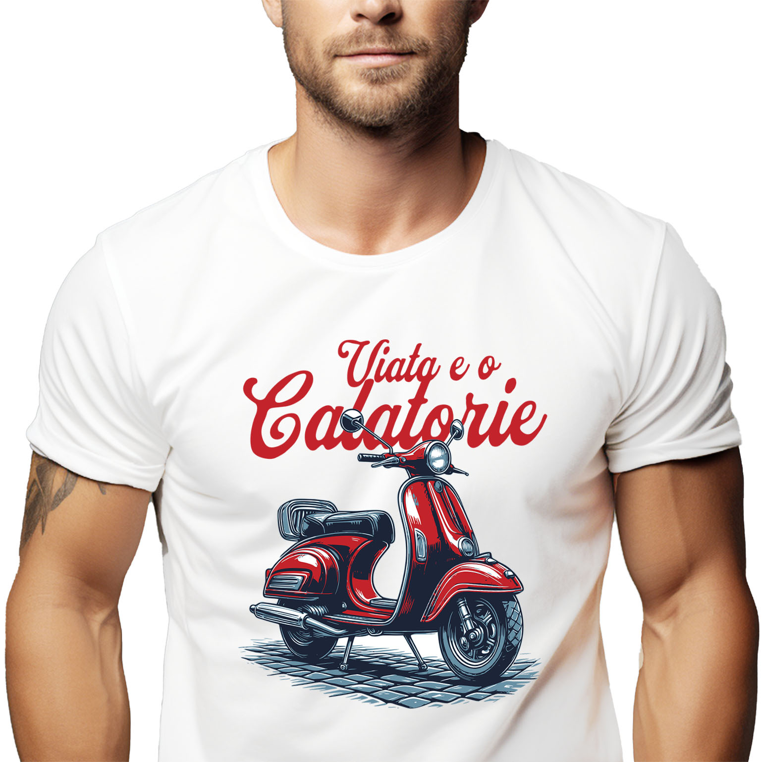 Motociclete - Tricou Femei, Barbati, Copii, Fata, Baiat, Unisex Personalizat Scuter Roșu Clasic – Plimbare Romantică și Aventură pentru Iubitorii de Călătorii