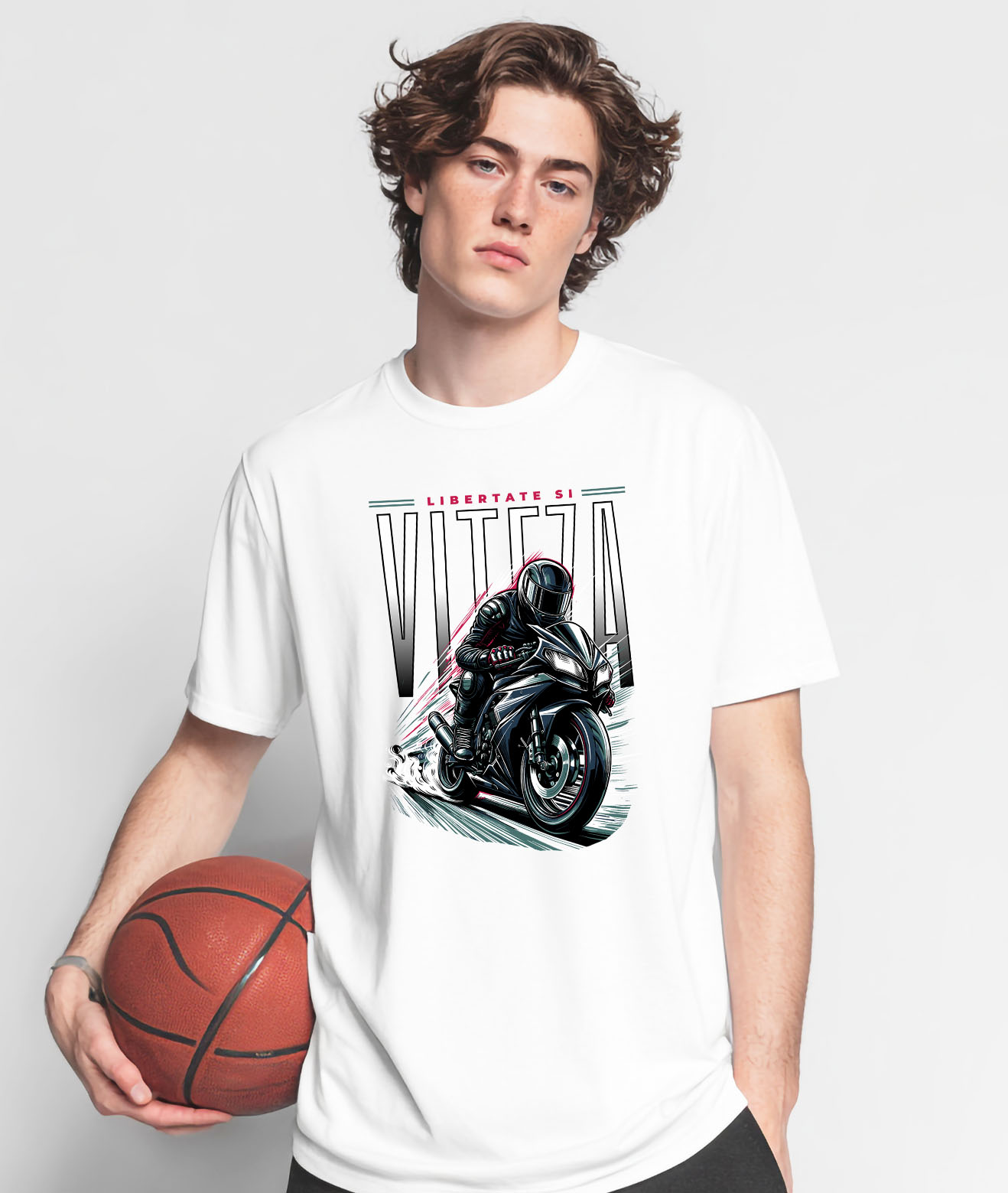 Tricou Femei, Barbati, Copii, Fata, Baiat, Unisex Personalizat Bărbat Motociclist – Echipament Complet, Viteză și Libertate [1]