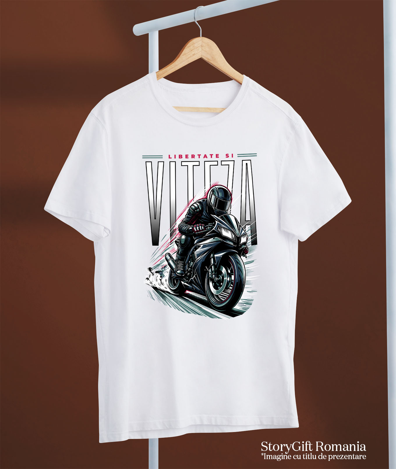 Tricou Femei, Barbati, Copii, Fata, Baiat, Unisex Personalizat Bărbat Motociclist – Echipament Complet, Viteză și Libertate [2]