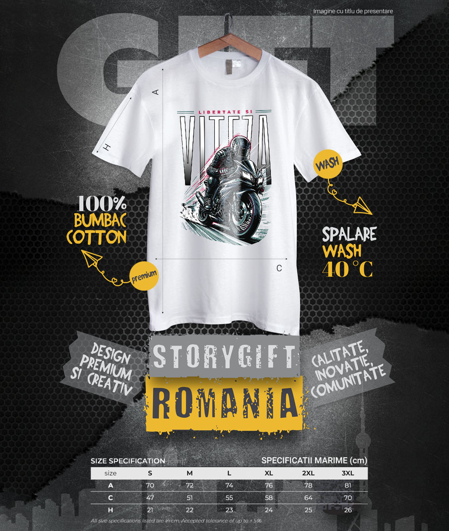 Tricou Femei, Barbati, Copii, Fata, Baiat, Unisex Personalizat Bărbat Motociclist – Echipament Complet, Viteză și Libertate [3]