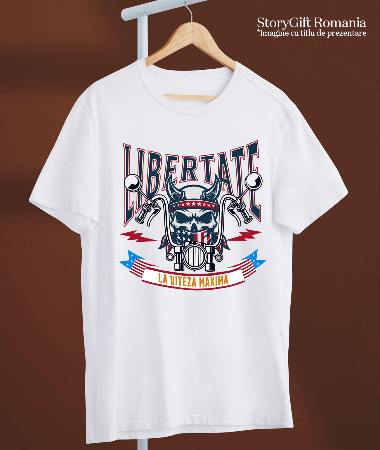 Tricou Femei, Barbati, Copii, Fata, Baiat, Unisex Personalizat Tricouri Personalizate Moto - Craniu Biker Cu Coarne & Stil Rebel [2]