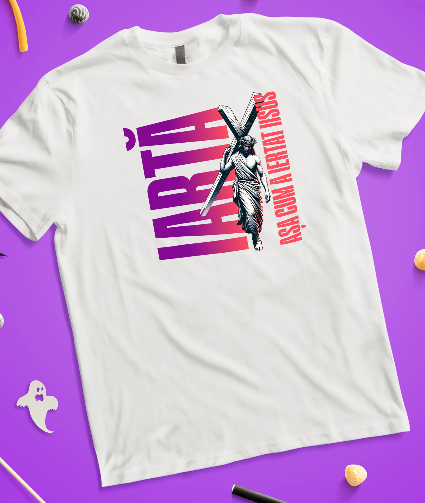 Tricou Femei, Barbati, Copii, Fata, Baiat, Unisex Personalizat "Iisus cu Crucea - Iertare și Credință | Cadouri Personalizate pentru Sărbătorile Pascale" [2]