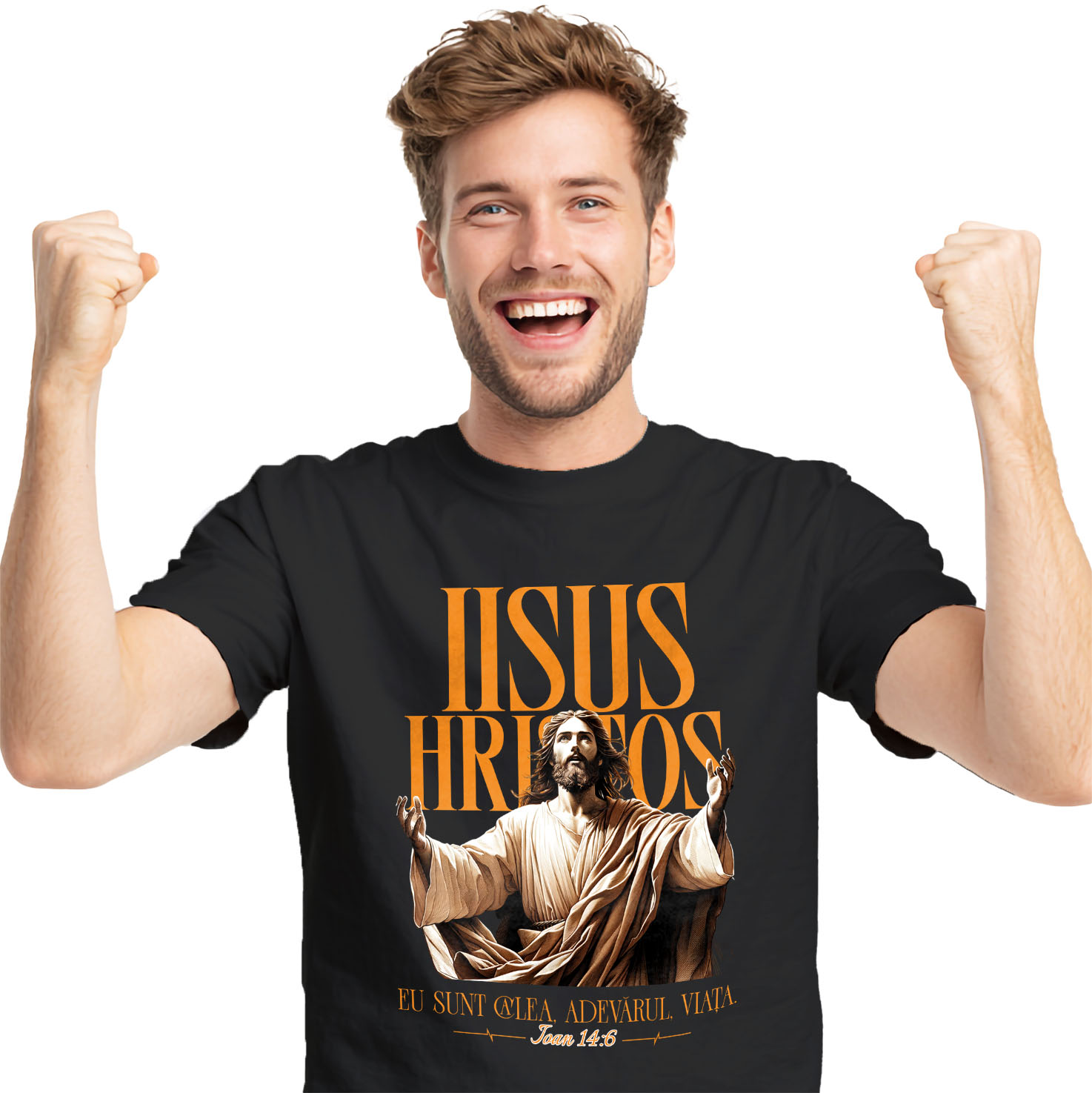 Paste - Tricou Femei, Barbati, Copii, Fata, Baiat, Unisex Personalizat "Iisus Hristos - Statuie Religioasă cu Mesajul 'Eu Sunt Calea, Adevărul și Viața' | Cadou Spiritual"