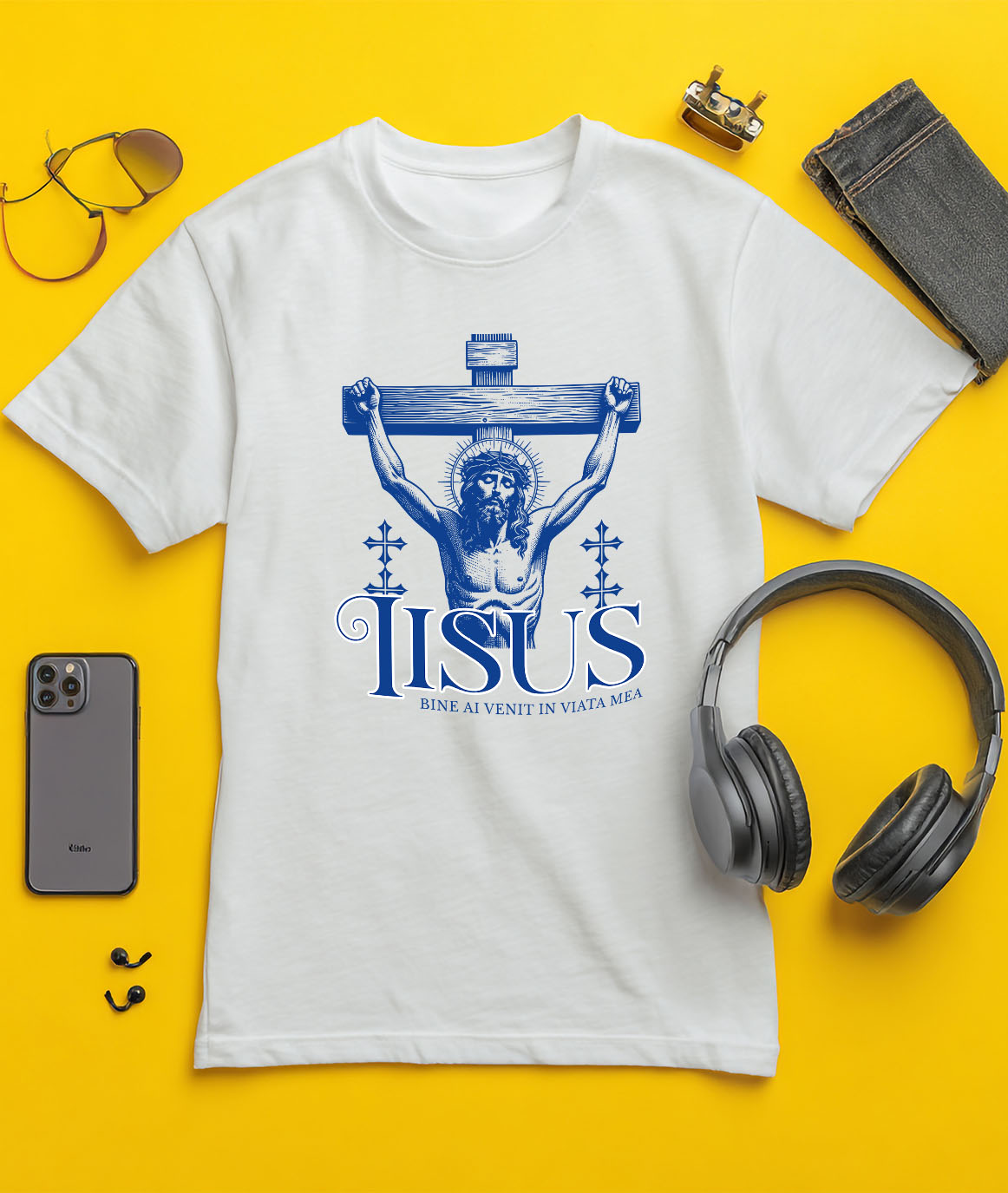Tricou Femei, Barbati, Copii, Fata, Baiat, Unisex Personalizat "Iisus Hristos - Statuie Religioasă cu Mesajul 'Bine Ai Venit În Viața Mea' | Cadou Spiritual" [2]