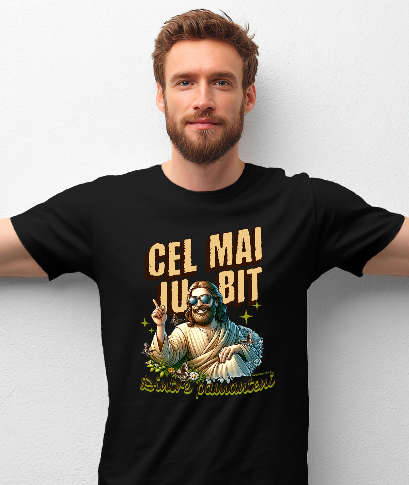 Tricou Femei, Barbati, Copii, Fata, Baiat, Unisex Personalizat "Iisus Hristos cu Ochelari de Soare - Cel Mai Iubit Dintre Pământeni | Cadou Religios Personalizat" [1]