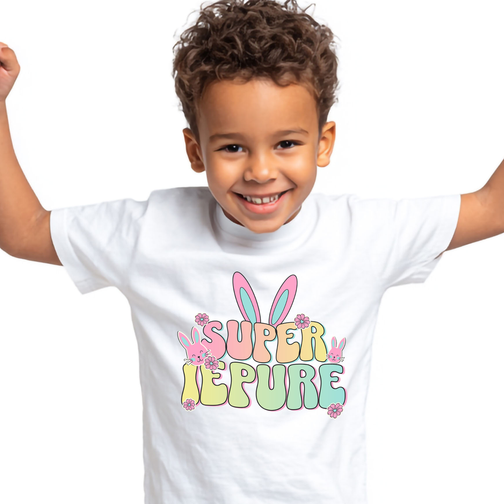 Tricou Femei, Barbati, Copii, Fata, Baiat, Unisex Personalizat "Iubitorii de Iepuri cu Urechi Lungi Colorate - Cadou Paște pentru Copii" [1]