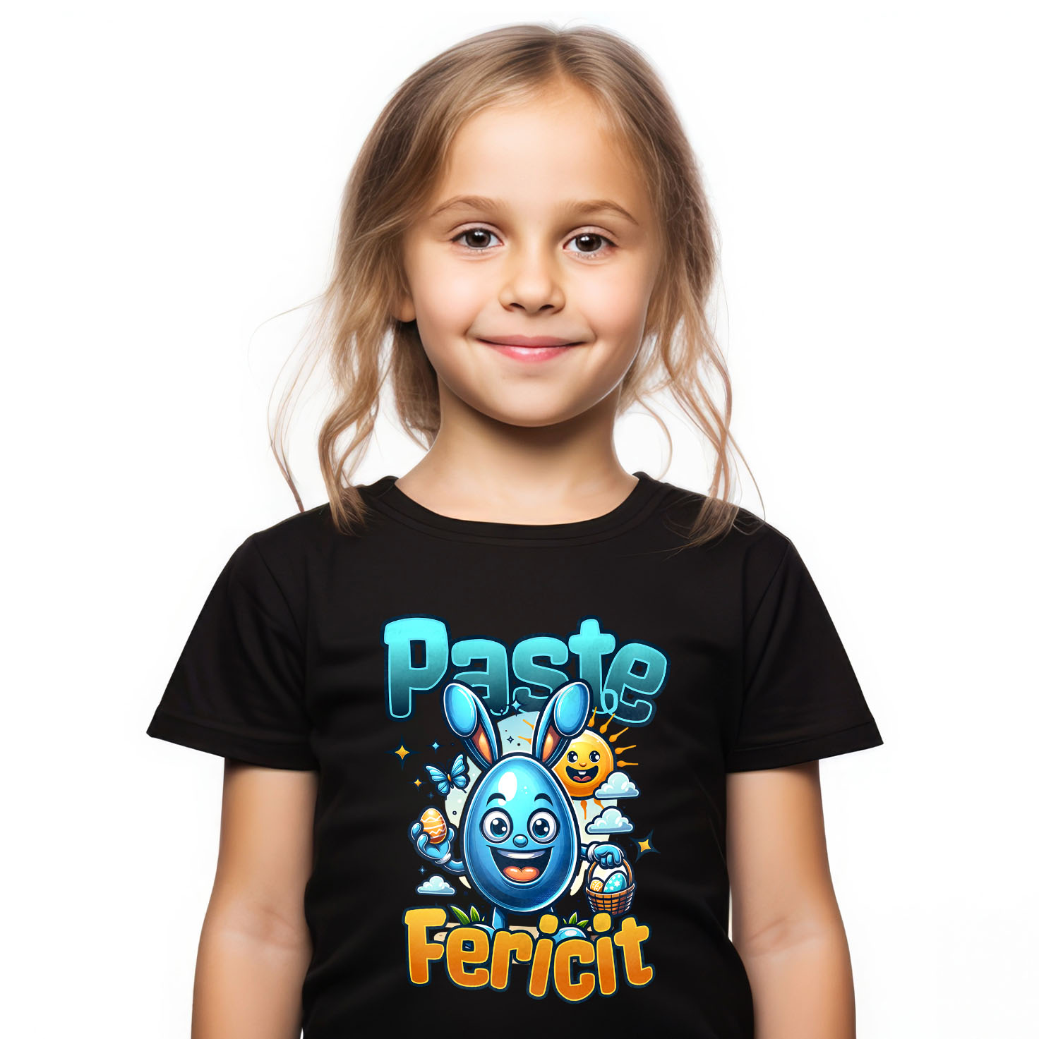 Tricou Femei, Barbati, Copii, Fata, Baiat, Unisex Personalizat "Ou Albastru cu Urechi de Iepure - Cadou Paște pentru Copii"