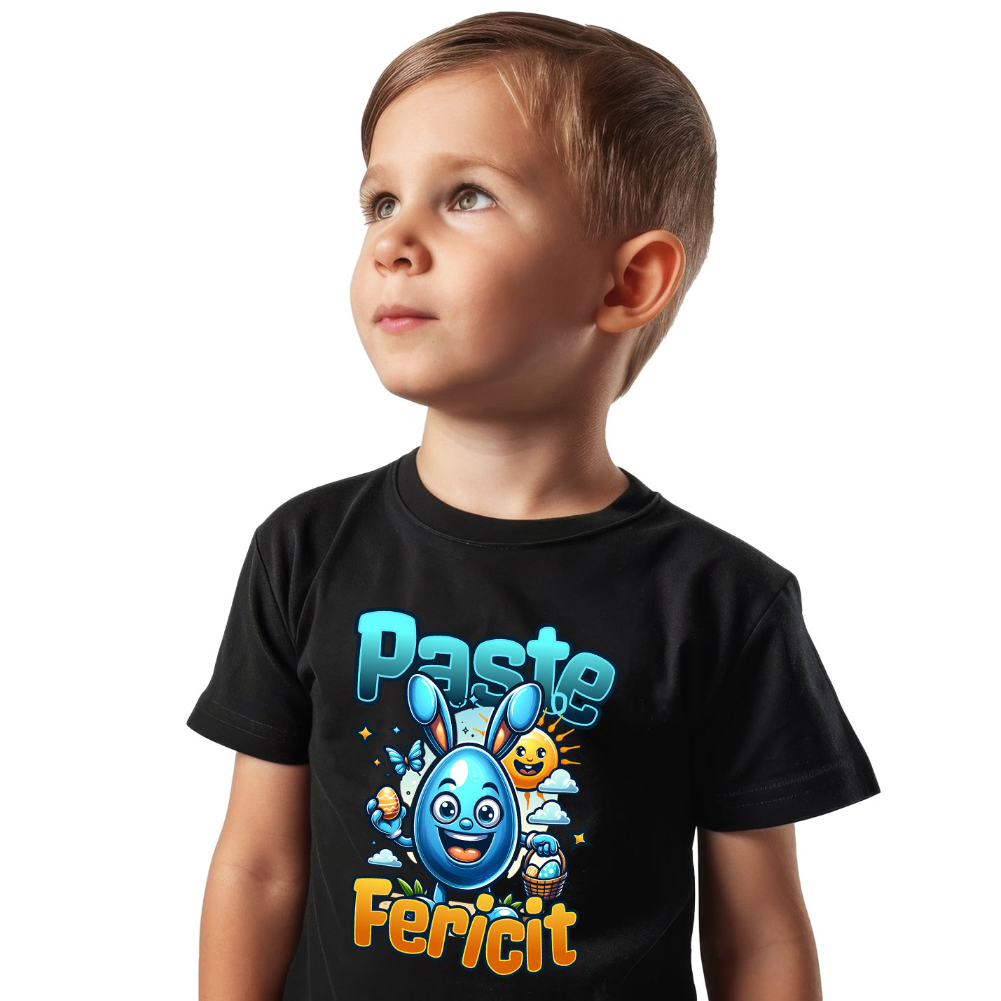 Tricou Femei, Barbati, Copii, Fata, Baiat, Unisex Personalizat "Ou Albastru cu Urechi de Iepure - Cadou Paște pentru Copii" [1]