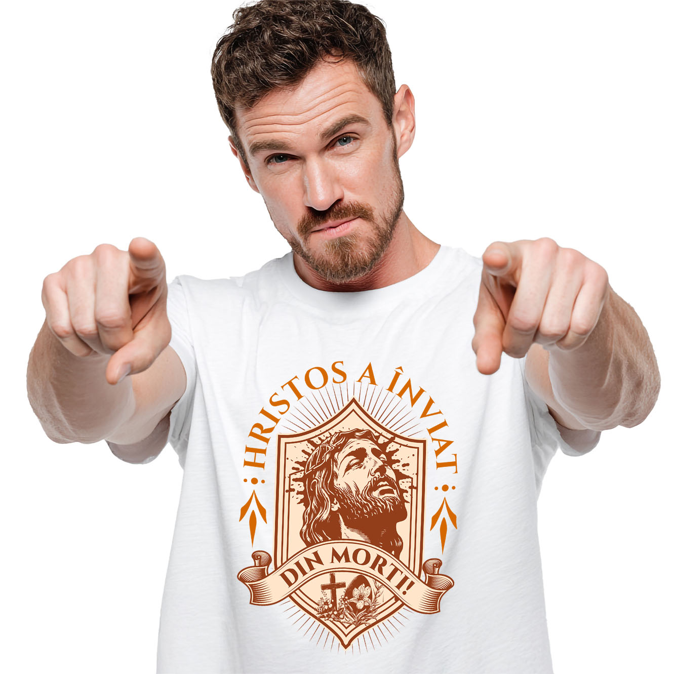 Tricou Femei, Barbati, Copii, Fata, Baiat, Unisex Personalizat "Chipul lui Iisus Hristos - Hristos a Înviat, Cadou Religios de Paște"