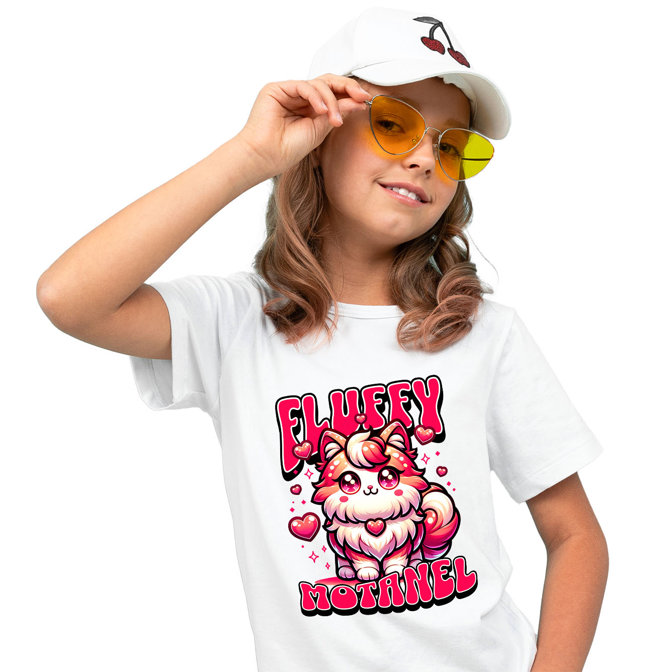 Pisici - Tricou Femei, Barbati, Copii, Fata, Baiat, Unisex Personalizat Pisica Pufoasă Portocalie Îndrăgostită – Cadou Personalizat Fluiffy Motănel pentru Valentine's Day