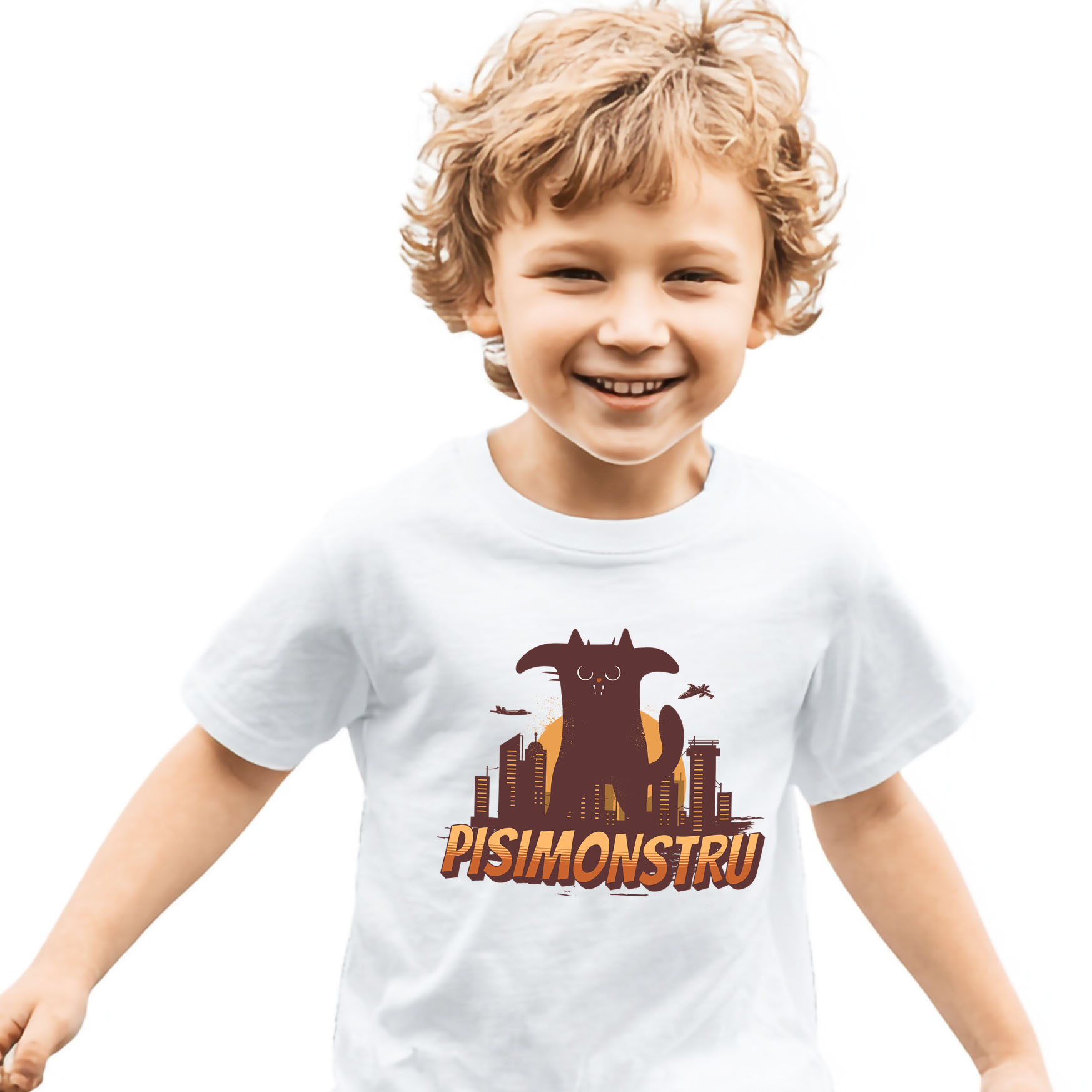 Pisici - Tricou Femei, Barbati, Copii, Fata, Baiat, Unisex Personalizat Pisica Imensă Neagră cu Text PisiMonstru – Cadou Personalizat pentru Iubitorii de Motani și Pisici