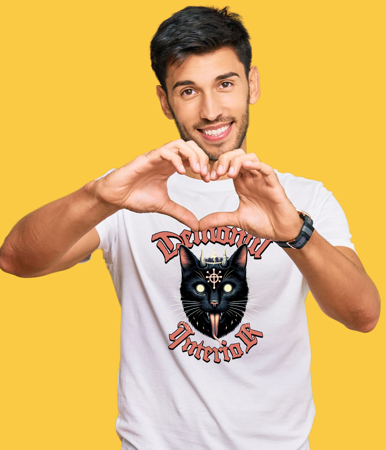 Tricou Femei, Barbati, Copii, Fata, Baiat, Unisex Personalizat Pisica Neagră Stil Iluminați Halloween – Cadou „Demonul Interior” pentru Iubitorii De Pisici și Halloween [1]