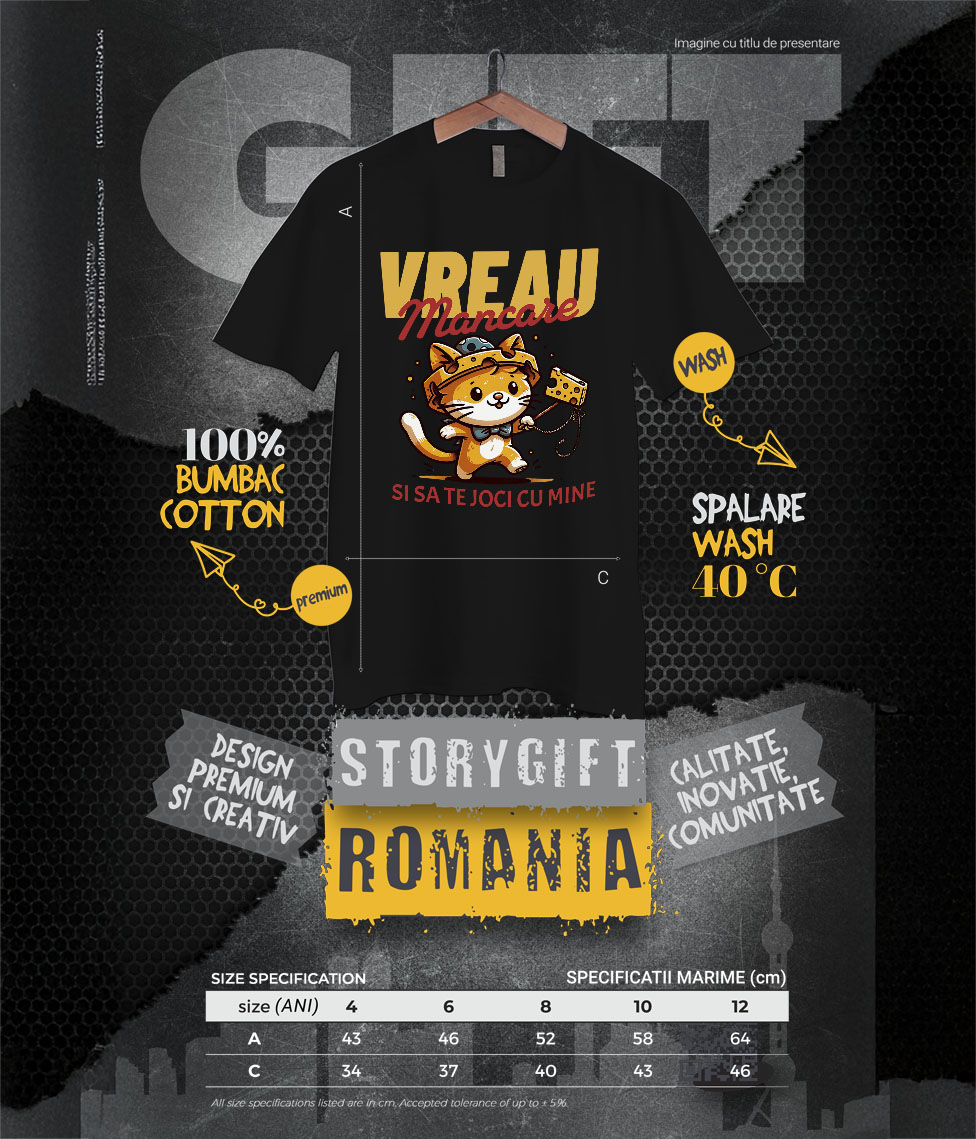 Tricou Femei, Barbati, Copii, Fata, Baiat, Unisex Personalizat Pisica Portocalie Jucăușă „Vreau Mâncare și Să Te Joi Cu Mine” – Cadou Amuzant Pentru Iubitorii De Pisici [5]