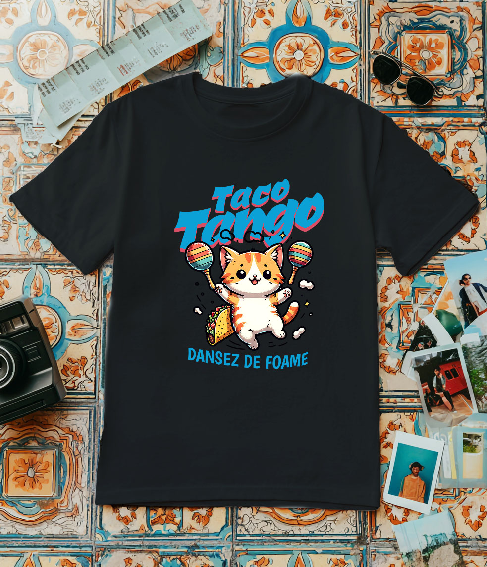 Tricou Femei, Barbati, Copii, Fata, Baiat, Unisex Personalizat Pisica Portocalie Cu Tacos – Taco Tango – Dans Mexican Amuzant – Cadou Personalizat Iubitorilor De Pisici [2]