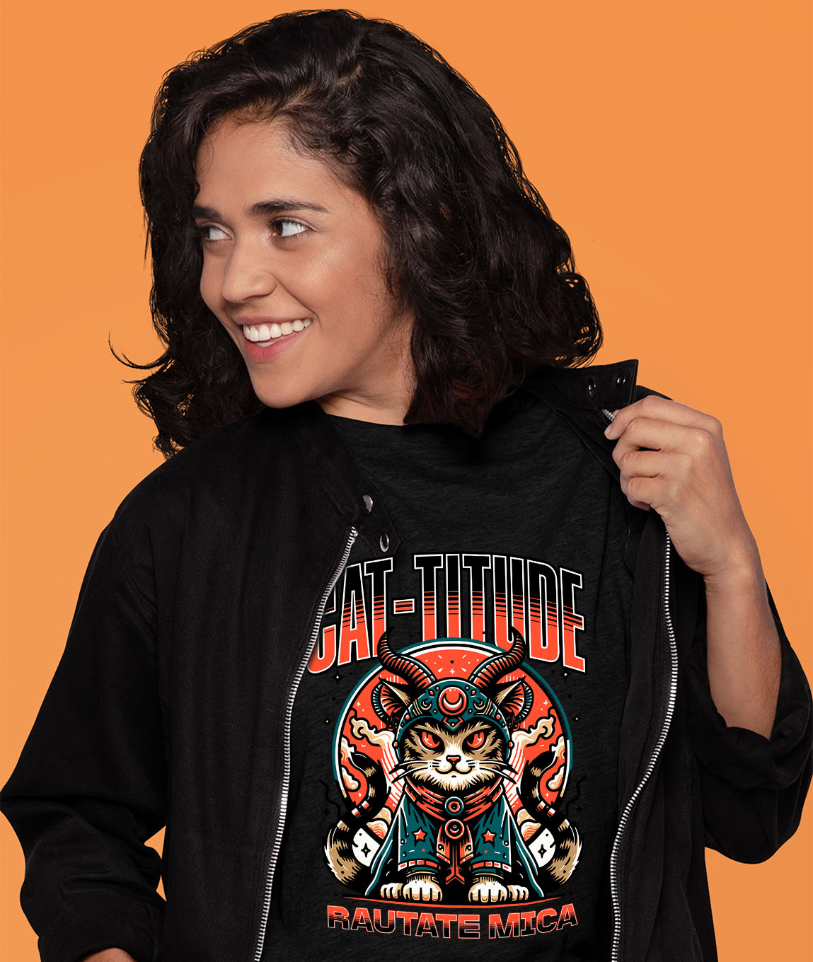 Tricou Femei, Barbati, Copii, Fata, Baiat, Unisex Personalizat Pisica Bizara Stil Asiatic Cu Ochi Roșii – Cat-titude Răutate Mică – Cadou Personalizat Iubitorilor De Pisici [1]