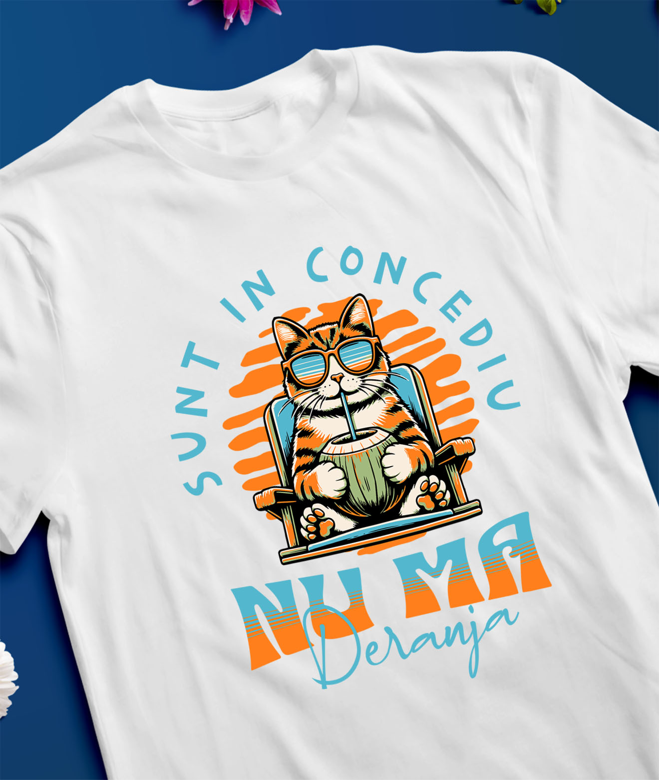 Tricou Femei, Barbati, Copii, Fata, Baiat, Unisex Personalizat Pisica Pe Sezlong Cu Nuca De Cocos – Cadouri Personalizate Pentru Tati, Copii și Familie [2]