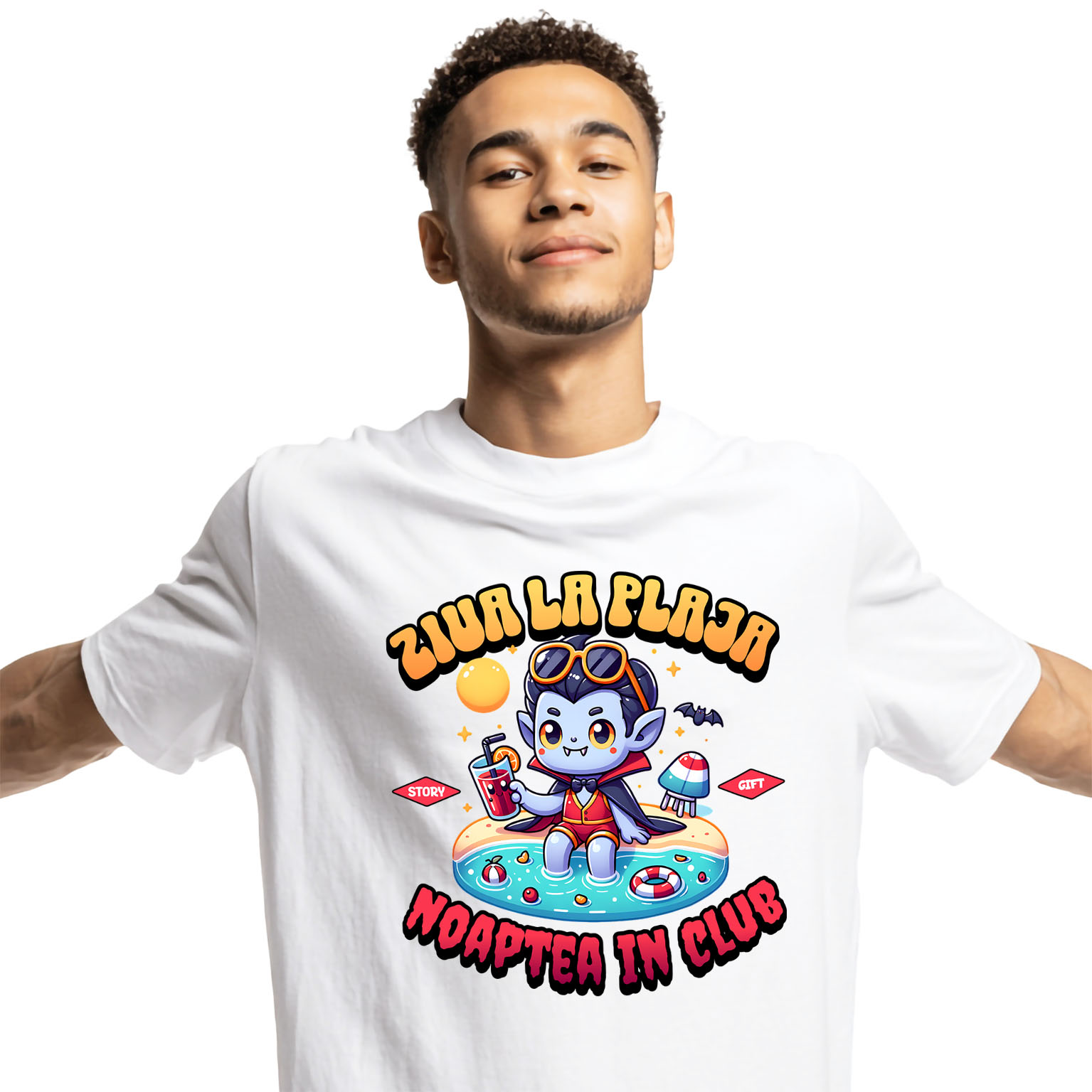 Tricou Femei, Barbati, Copii, Fata, Baiat, Unisex Personalizat Dracula La Plajă – Cadou Amuzant Personalizat Pentru Familie & Prieteni