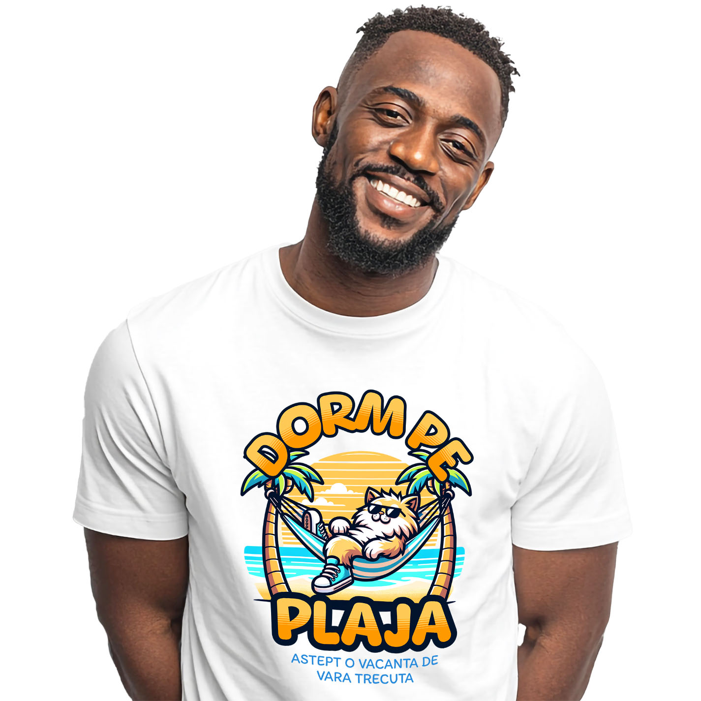 Tricou Femei, Barbati, Copii, Fata, Baiat, Unisex Personalizat Pisică Pufoasă Pe Plajă – Cadou Personalizat Funny Pentru Familie & Prieteni