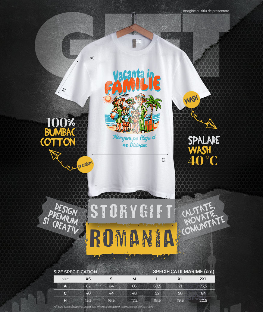 Tricou Femei, Barbati, Copii, Fata, Baiat, Unisex Personalizat Portret Familie Pe Plajă – Cadou Personalizat Perfect Pentru Vacanță [3]