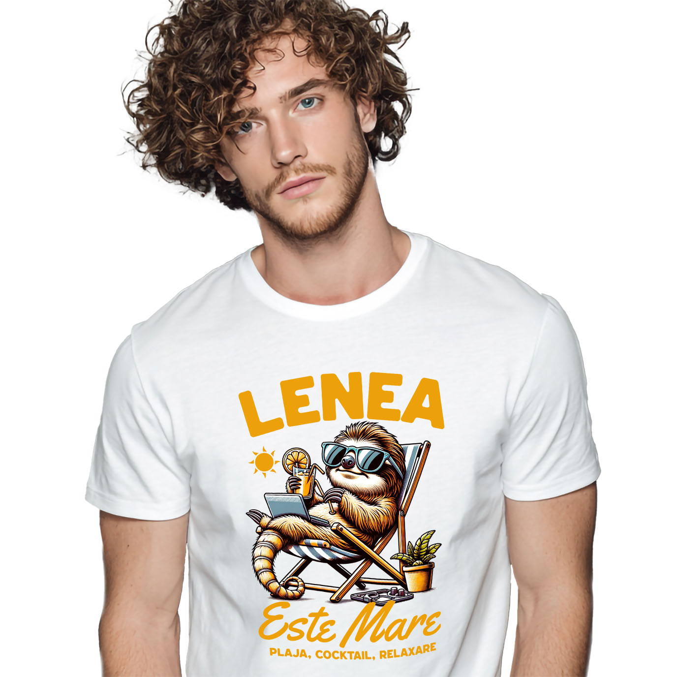 Plaja - Tricou Femei, Barbati, Copii, Fata, Baiat, Unisex Personalizat Animal Leneș Pe Plajă – Cadou Personalizat Funny Pentru Familie & Prieteni