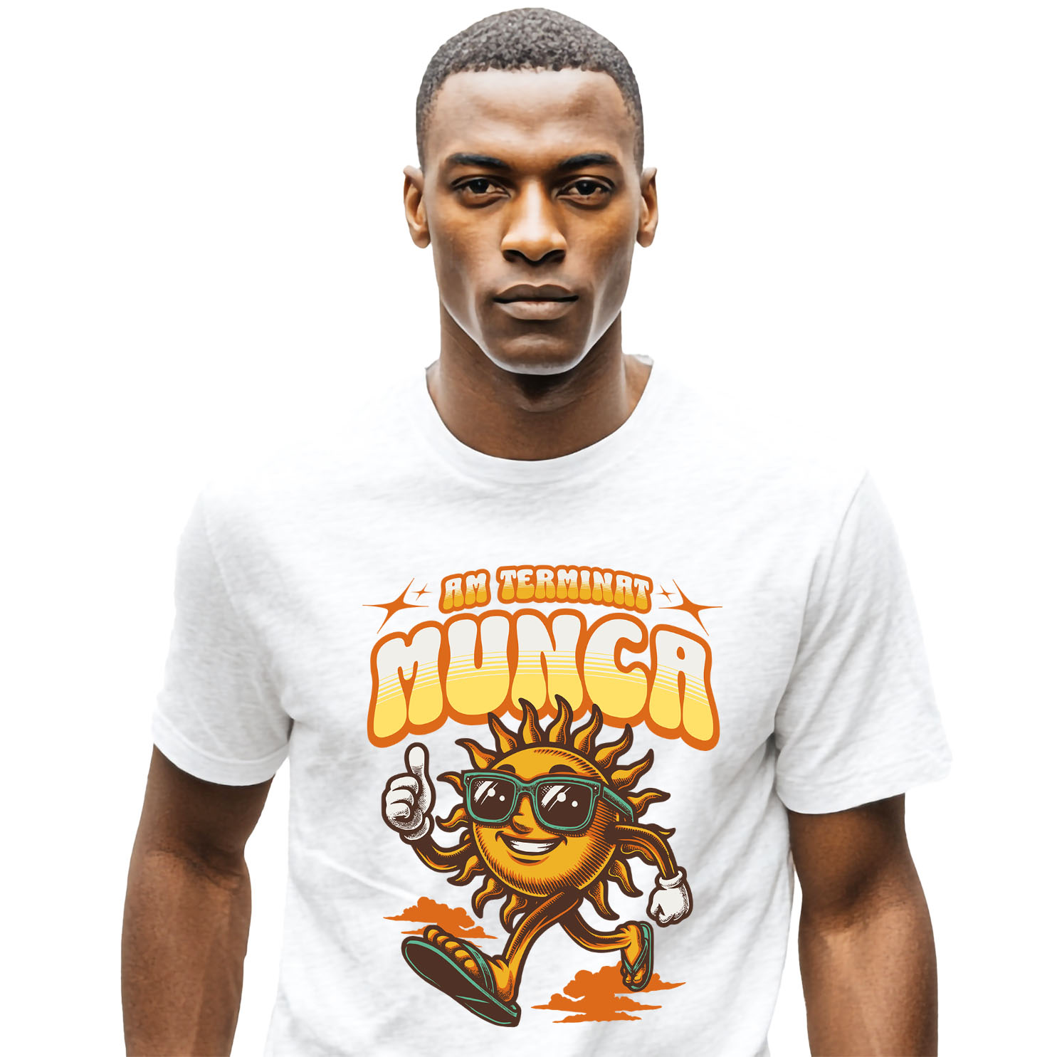 Tricou Femei, Barbati, Copii, Fata, Baiat, Unisex Personalizat "Produse personalizate pentru vacanță – Soare cu ochelari și papuci de plajă pentru familie și copii"